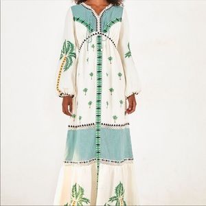 farm rio palm tree embroidered dress Green Palermo Buttoned Puff Sleeve Maxi Dress main image 1